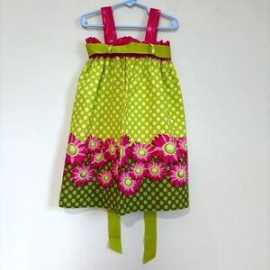 A Bushel and A Peck Toddler Girls 3T yellow pink polka dots floral sleeves dress